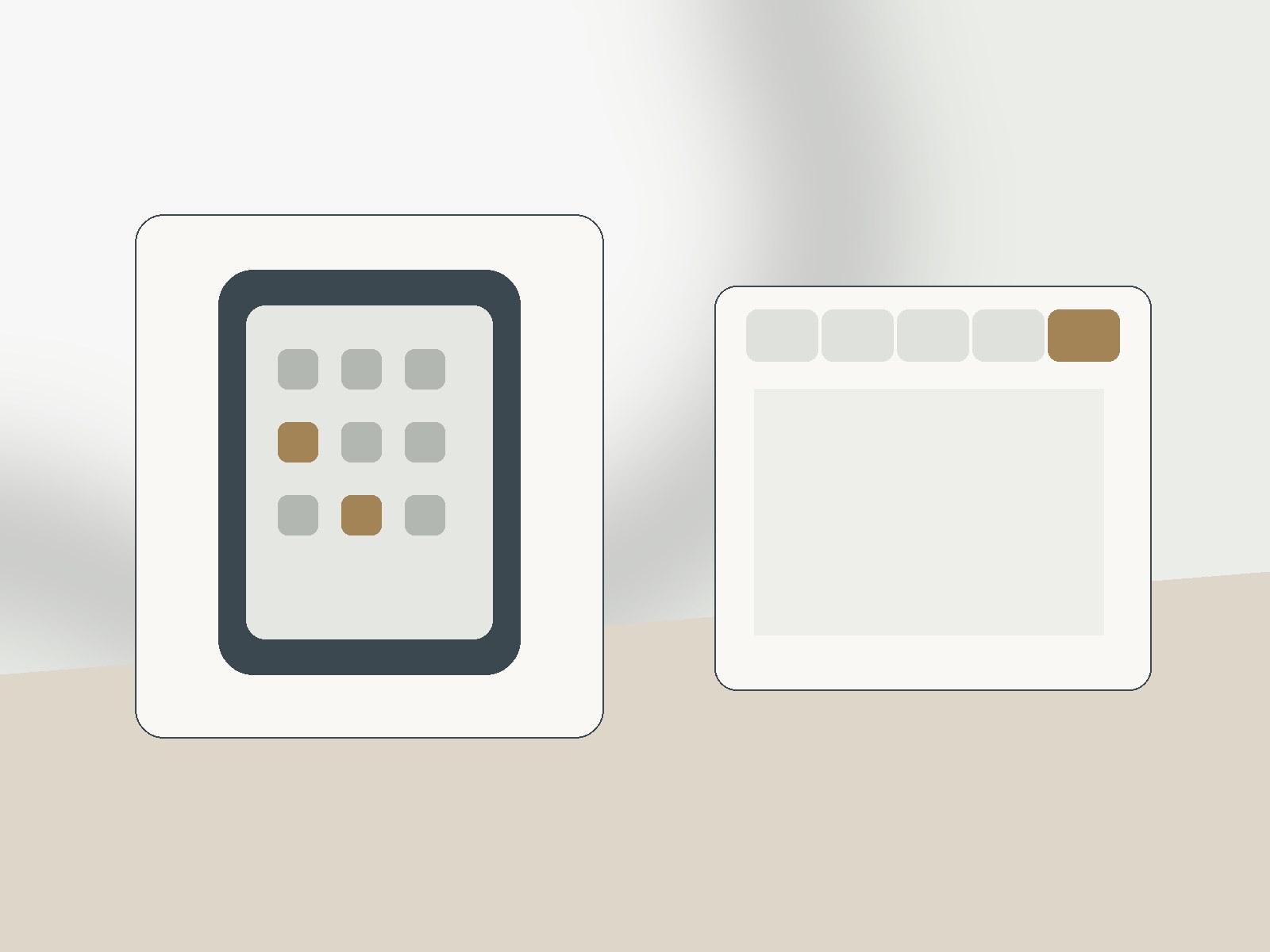 Browser workspace with a small active tab set and saved items organized separately