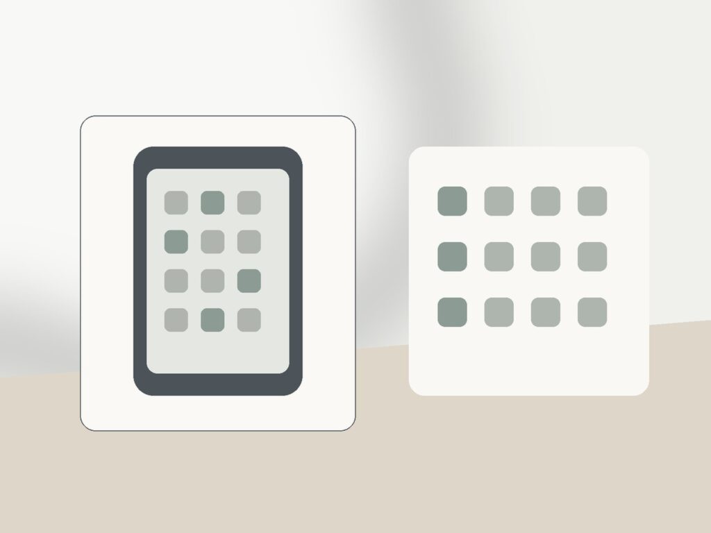 Organized Android-style home screen with a few essential apps and a simple widget