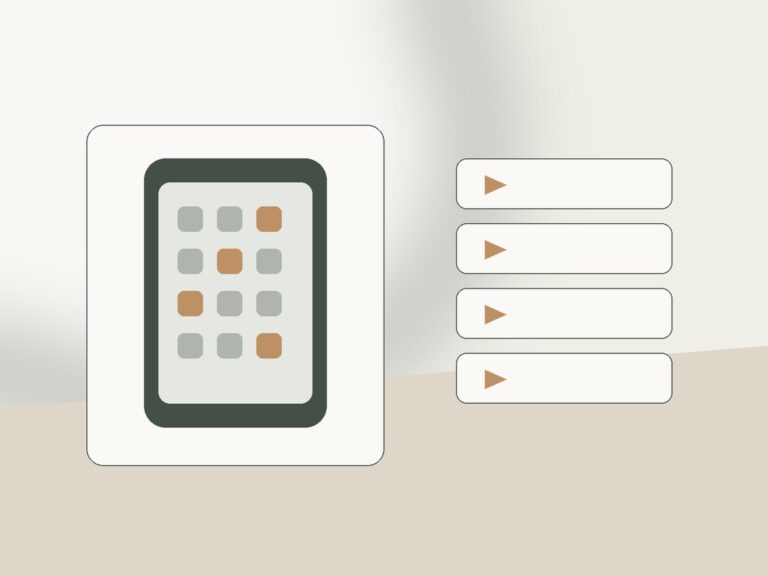 Phone with short video tiles beside a laptop used for intentional longer videos